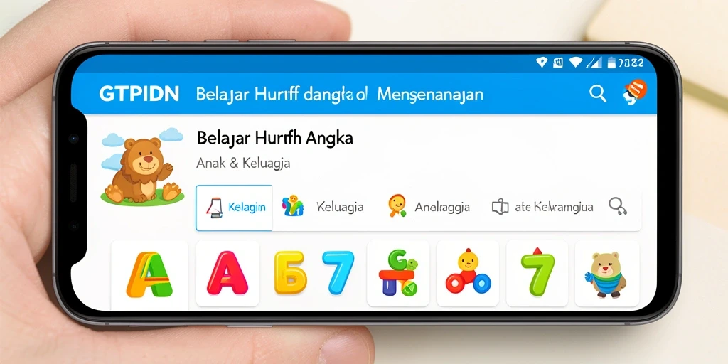 Antarmuka GTPIDN menampilkan fitur belajar huruf dan angka.