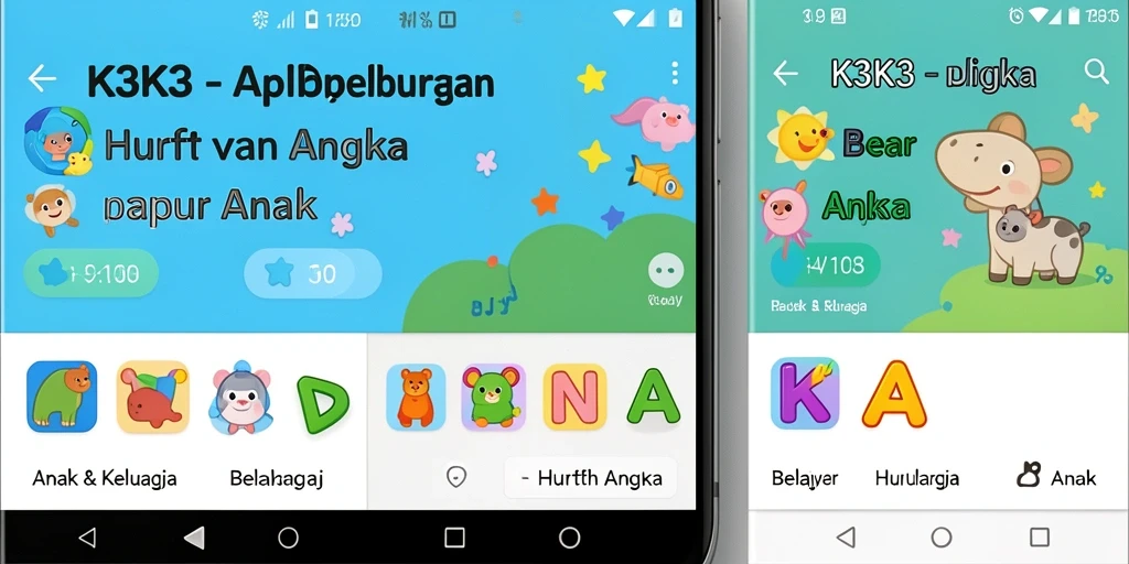 Antarmuka aplikasi K3K3 untuk Belajar Huruf Angka.