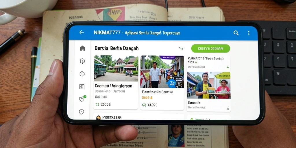 Tampilan antarmuka aplikasi NIKMAT777 untuk berita daerah.