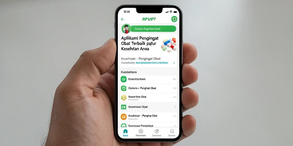 Tampilan antarmuka RPVIP7 yang intuitif dan menarik untuk Pengingat Obat.
