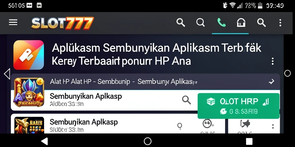 Tampilan antarmuka utama SLOT777 untuk menyembunyikan aplikasi dengan mudah.