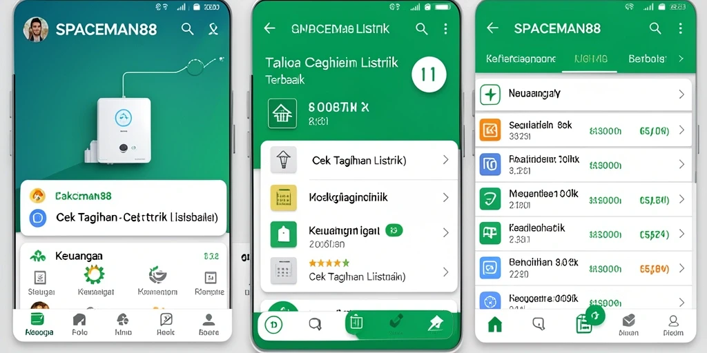 Tampilan antarmuka SPACEMAN88 untuk Cek Tagihan Listrik yang intuitif.